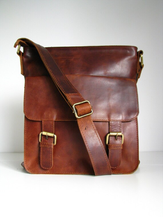 Leather Handbag Messenger Bag Brown Vintage by TheLeatherStore