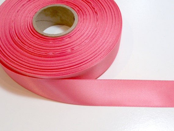 Dark coral pink single-faced satin ribbon 7/8 inch x 8 yards