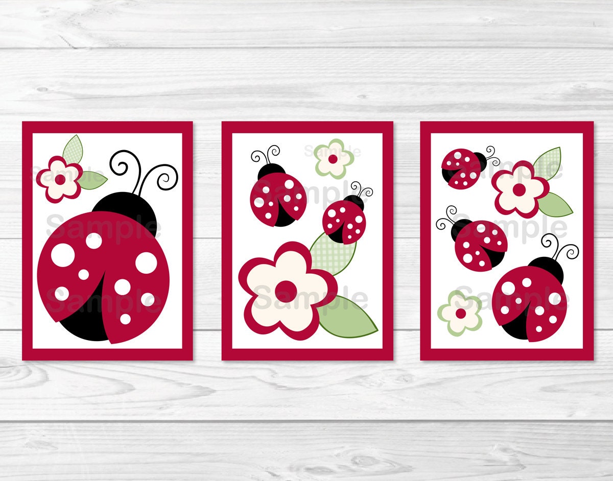 Cute Ladybug Nursery Wall Art / Ladybug Nursery Wall Art