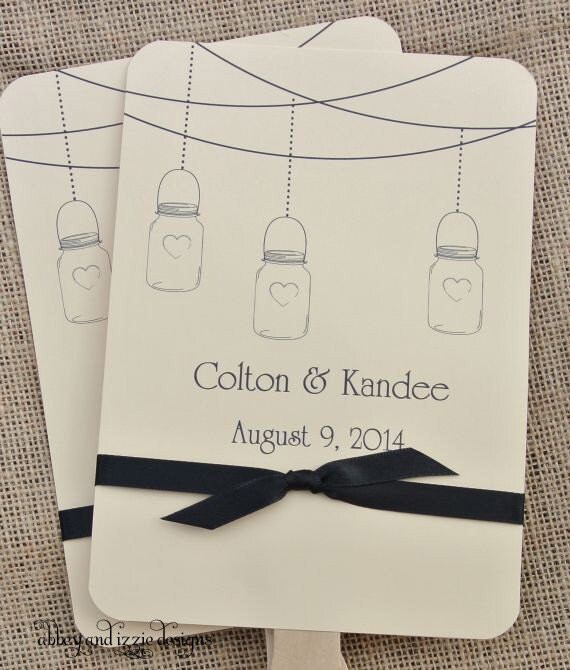 Country Wedding Hand Fans - Mason Jar Favors - Wedding Fans Il_570xn
