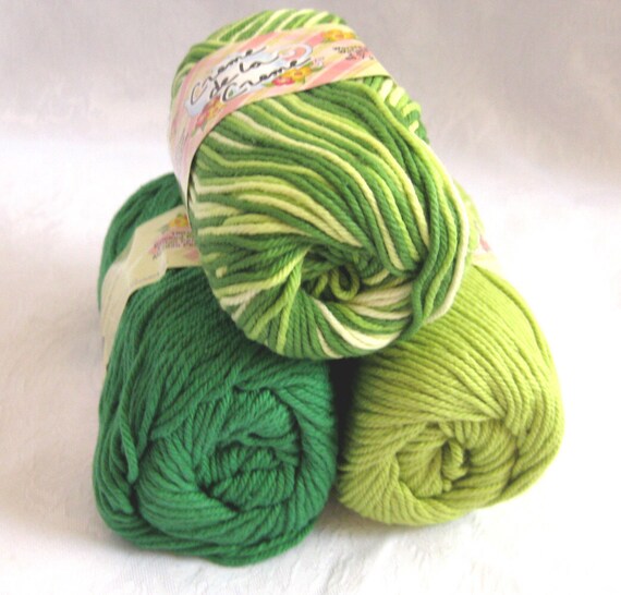 100 cotton yarn GREEN TONES combination pack by crochetgal