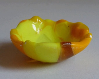 Fused glass bowl - yellows - recycled glass