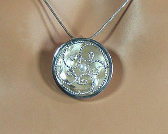 Sterling silver filigree pendant with freshwater pearl, gift