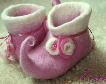 For Little Fairy- handfelted slippers/ home shoes, baby booties HANDMADE TO ORDER