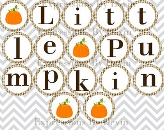 Instant Download Printable Little Pumpkin banner 4 inch circle DIGITAL PDF Banner