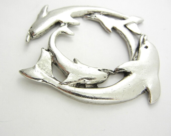 Pewter Dolphin Ring Flat and Pendant