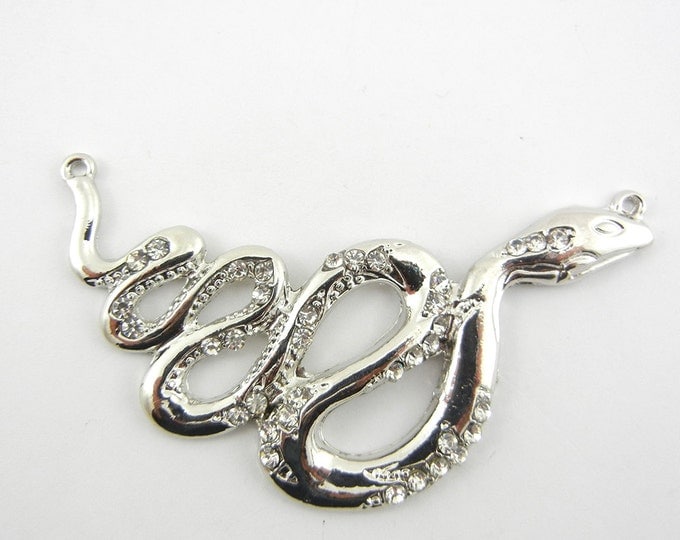 Double Link Silver-tone Curled Snake with Rhinestone