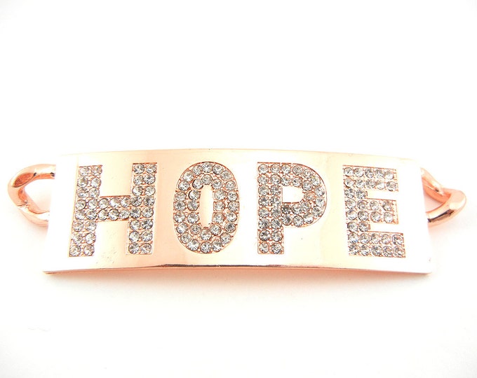 Large Double Link Rhinestone Bright Copper-tone Hope Pendant