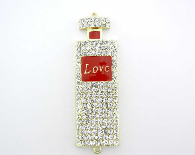 Large Love Potion or Perfume Bottle Double Link Gold-tone Pendant