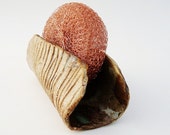 Business Card Holder, Sponge Holder,  Soap Dish, Asymmetrical, Unique, OOAK , Stoneware, Wabi Sabi, Hobbitware, Faux Bois, Woodgrain, Brown