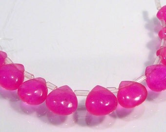 10 BEADS...Pink Jade Smooth Teardrop Briolette Gemstone BEADS....6x6mm....BB