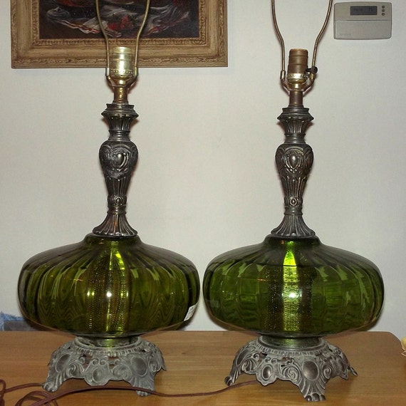 Vintage Falkenstein Iron Glass Lamp Genie Bottle Globe