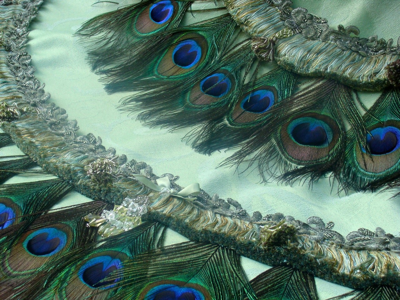 48 Peacock Feather Christmas Tree Skirt or Tablecover in