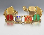 Paris Enamel Bracelet French Souvenir Bracelet 1930s Art Deco Jewelry