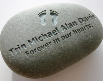 Custom Engraved Memorial Stone Grave Stone Marker River Rock Personalized