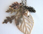 Leaf Necklace, Leaf Jewelry, Oak Leaf, Acorn Necklace, Fall Leaves, Fall Jewelry, Oak Jewelry, Autumn Leaves