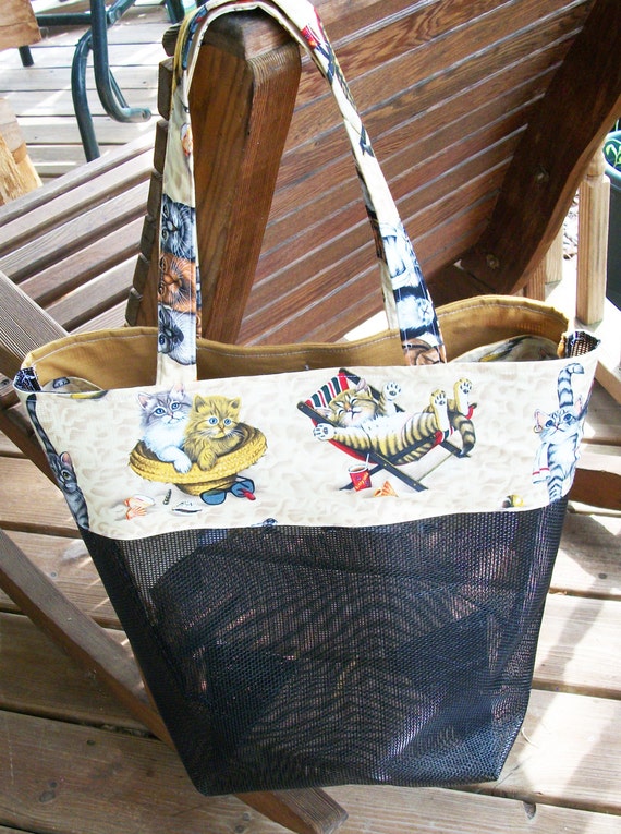 Vinyl Mesh Tote with 4 Pockets pdf Sewing Pattern from flowergirldesign