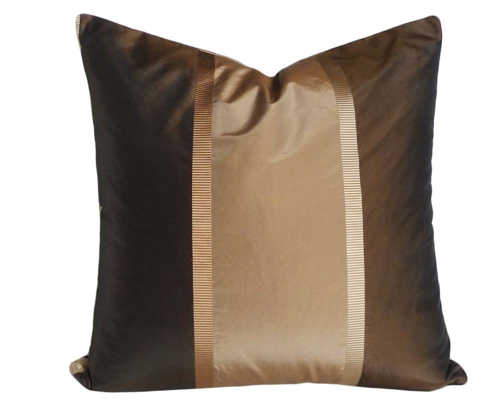 Brown Gold Copper Pillow Brown Striped Pillow Covers