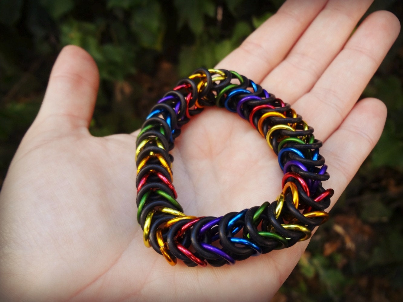 Size MEDIUM Box Weave Rainbow Chainmaille by TheWellAndSpindle