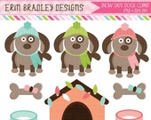 50% OFF SALE Snow Day Dogs Winter Clipart Clip Art Set Personal & Commercial Use Instant Download Il_170x135