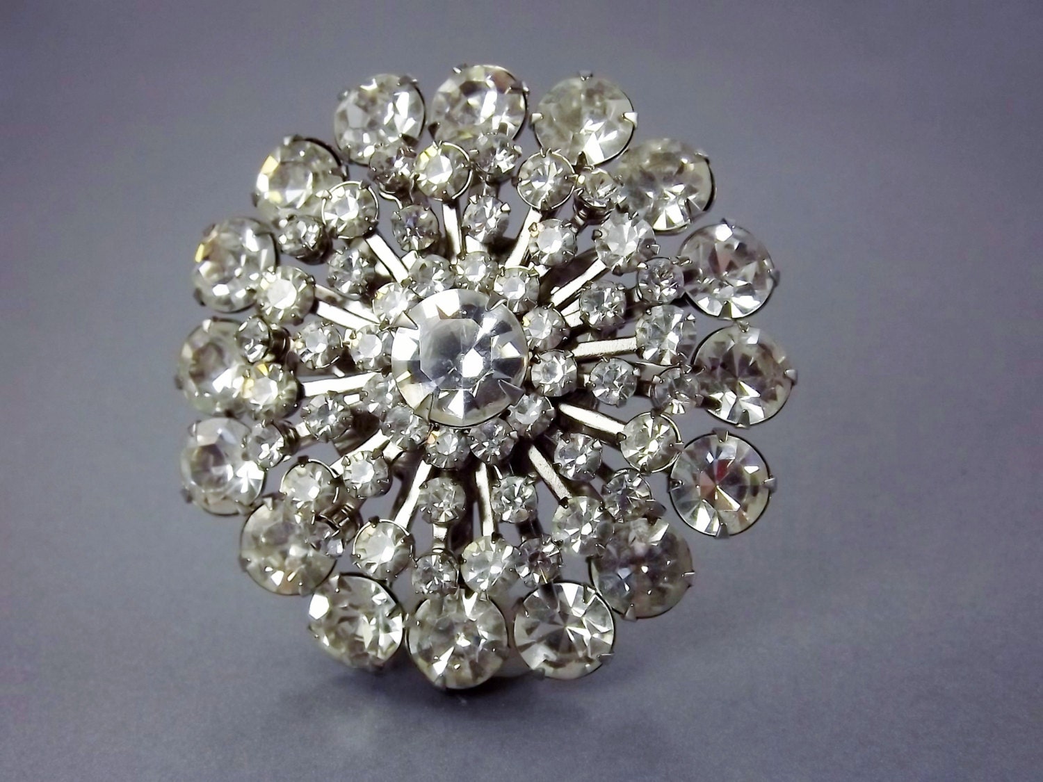 Vintage Rhinestone Brooch Large 1950s Bridal Wedding By STLvintage