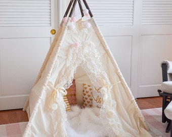 teepee, kids teepee, childrens teepee, teepee tent, lace teepee - BIANCA