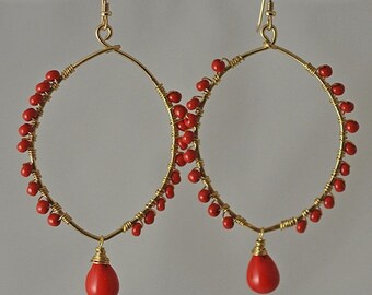 Red Wire Wrapped Fulani Earrings