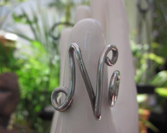 Items similar to Silver personalized ring, Stackable initial ring monogram, Eco friendly jewelry 