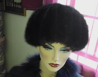 Hat Mink fur Small to Medium Size 20" diam Excellent Condition Fancy and Elegant as Hollywood Movies
