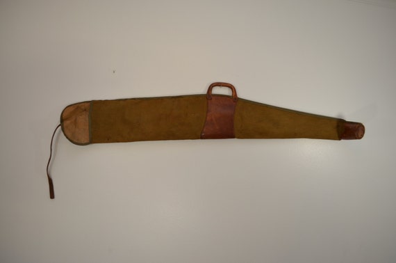 Vintage Gun Rifle Carry Case Leather And Canvas 2404