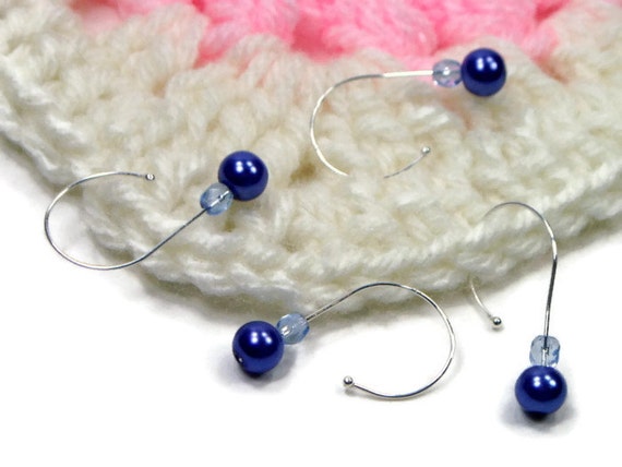 Removable Stitch Markers, Crochet, Snag Free, Beaded, Sapphire, Blue, Gift for Crochet, Snagless, DIY Crochet TJBdesigns