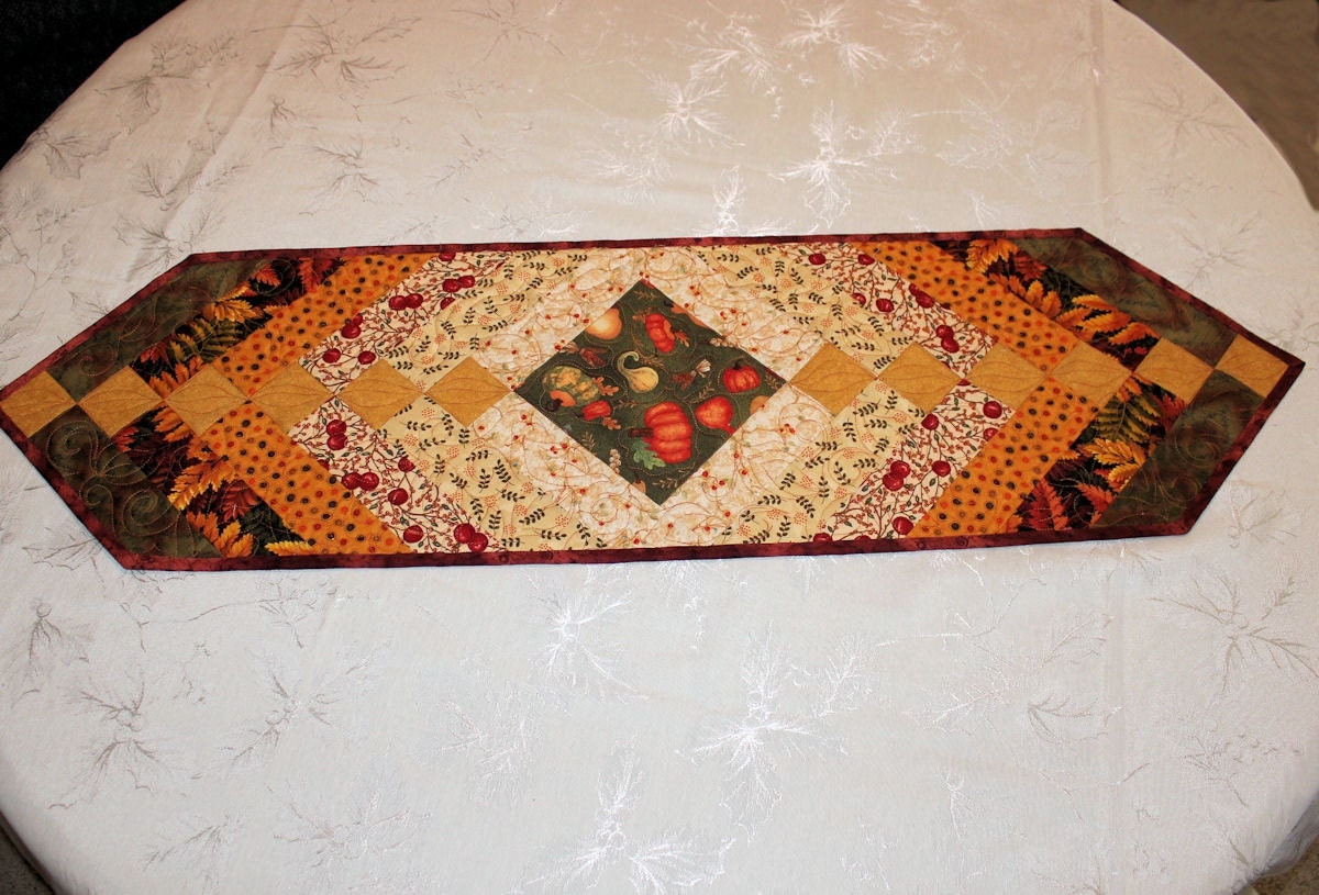 Autumn Braid Table Runner Quilt for Fall Decorating Tan