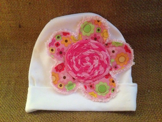 Personalized Baby Gown And Hat Initial Infant Gown Flower personalized-baby-gown-and-hat-initial-infant-gown-flower