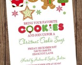 Christmas Cookie Exchange Swap Holiday Invitation - 1.00 each with envelope Il_170x135