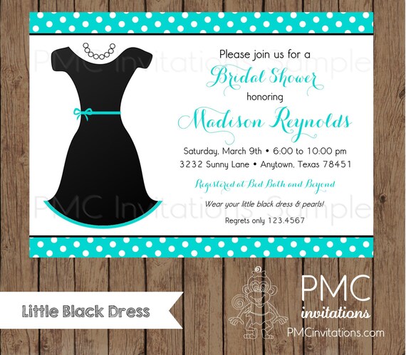 Custom Printed Little Black Dress Bridal Shower Invitations - 1.00 ...