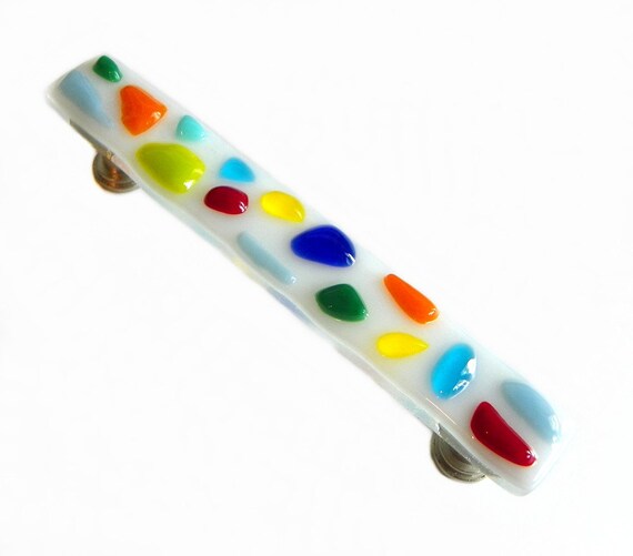 Colorful Art Glass Drawer Pulls or Kitchen Handles in