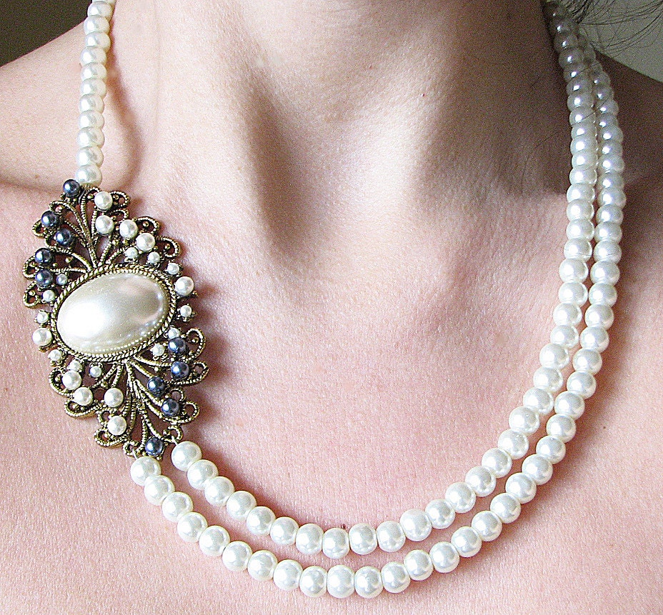 Bridal Jewelry Statement Necklace Wedding Jewelry Pearl Bridal 8274