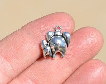 BULK 50 Silver Mother and Baby Elephant Charms SC3547