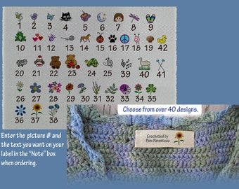 Personalized custom crochet clothing labels-Sew in Cotton labels-40 plus designs to choose from