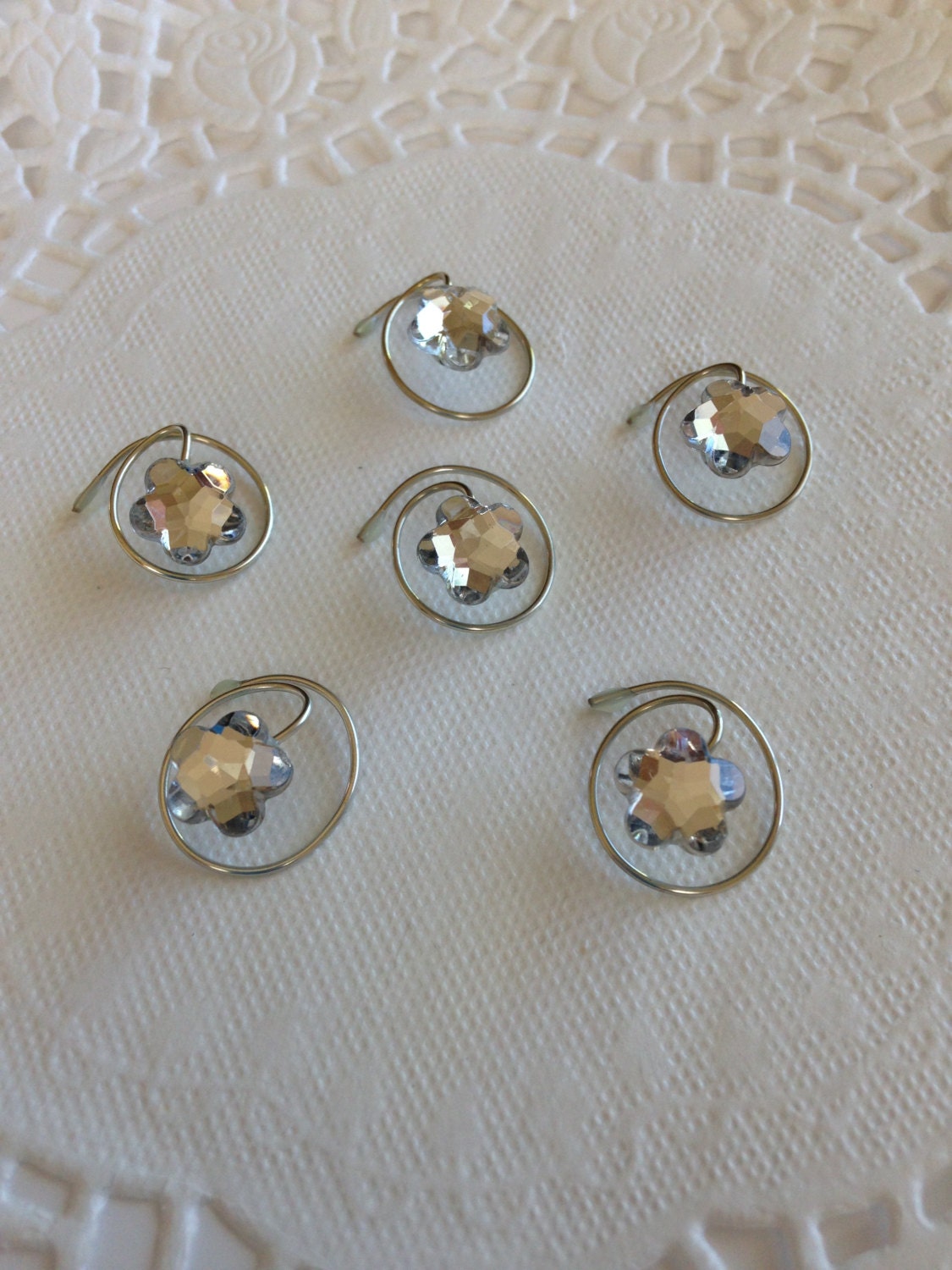 Hair Swirls Spins Spirals Coils in Adorable Flower Gems in