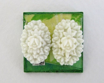 Vintage Flower Cabochon Ivory Plastic Rose Oval Japan 18x13mm pcb0300 (4)