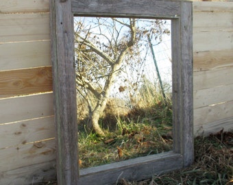 Reclaimed Wood Mirror - Rustic Lodge Decor - Bathroom Mirrors