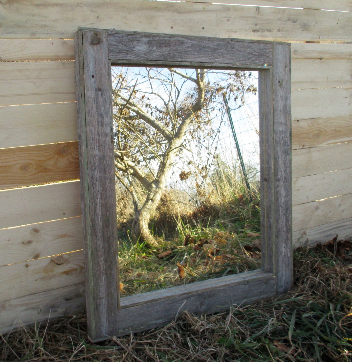 Reclaimed Wood Mirror Rustic Lodge Decor Bathroom Mirrors