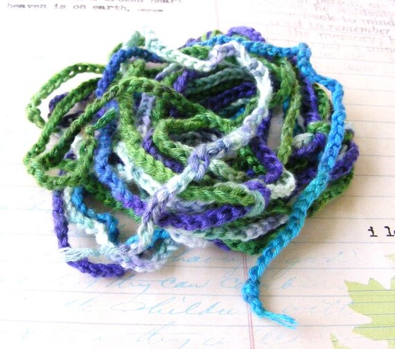 Silk Bamboo Crocheted Lariat Scarf Blue Green by meiguidesigns