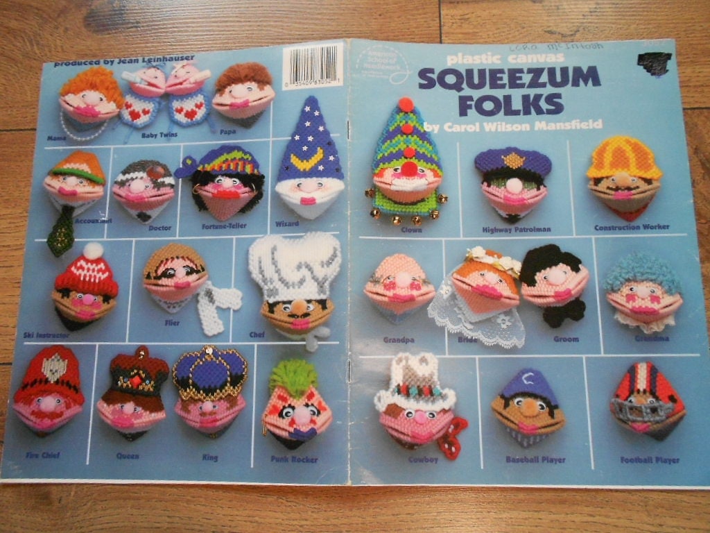 1988 Plastic Canvas patterns SQUEEZUM Folk 24 Designs