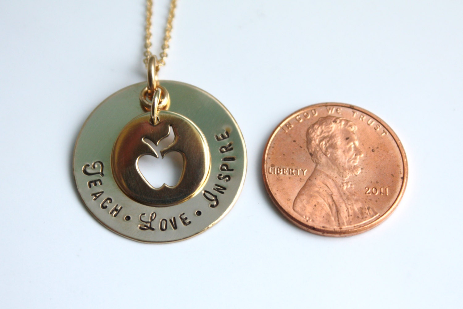 Gold Teacher Necklace Gift For Teacher Teach by CelebrateToday