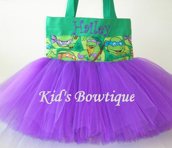 Halloween Tutu Bag for a Purple TMNT- Personalized Turtle Halloween Trick or Treat Bag