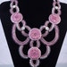 Bahay Gardens Necklace, Beadweaving Necklace, Lilac Flower Glass Buttons, OOAK