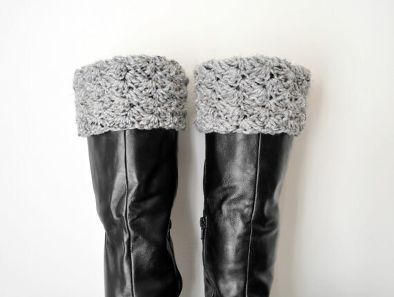 Boot Cuff Leg Warmers in Grey Marble by MegansMenagerie on Etsy