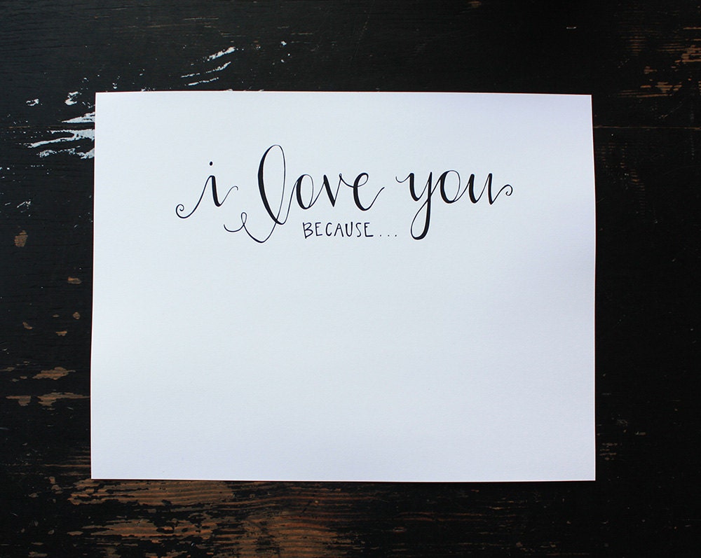 I Love You Because Hand-Lettering Printable by HeyNormalDayShop